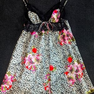 Victoria Secret Lace, Animal, Floral Print Sexy Nightgown